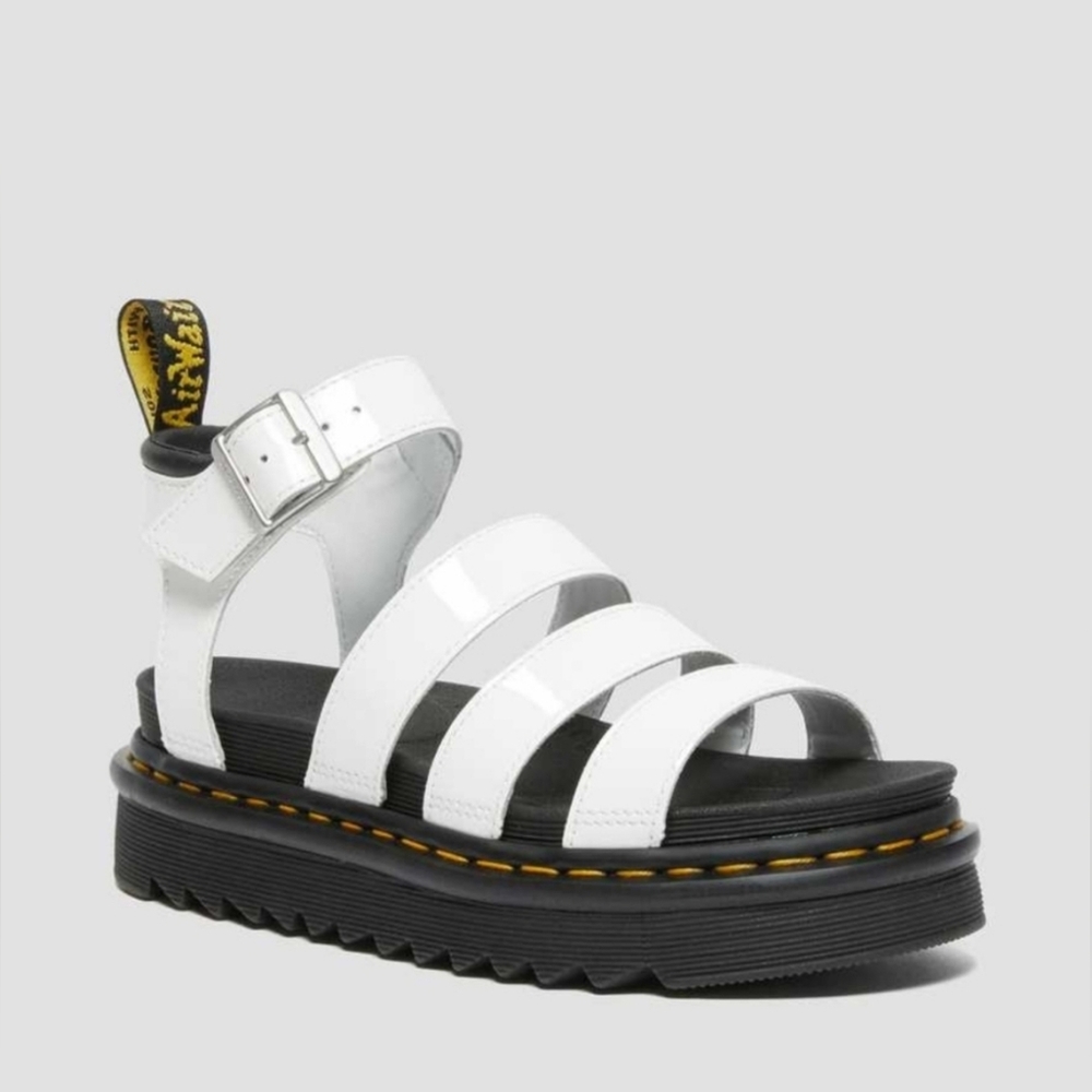 Dr. Martens Blaire Platform Sandals White Patent Leather Y2K Women's sz 7